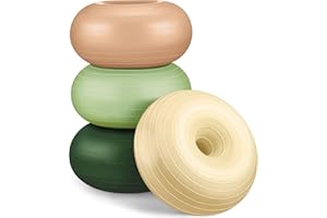 Libima 4 Pcs Flexible Seating for Classroom Inflatable Yoga Ball Chairs with Pump Donut Exercise Ball Chair Cushion Seat for Balance and Stability Training Home Office Gym Workout