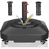 PGGP Patio Umbrella Base Heavy Duty with Wheels, Max 100lb Fillable Umbrella Stand Mobile Square Market Stand, Windproof Outdoor Umbrella Holder for Deck, Poolside, Lawn, Fits Muti Sized Umbrellas