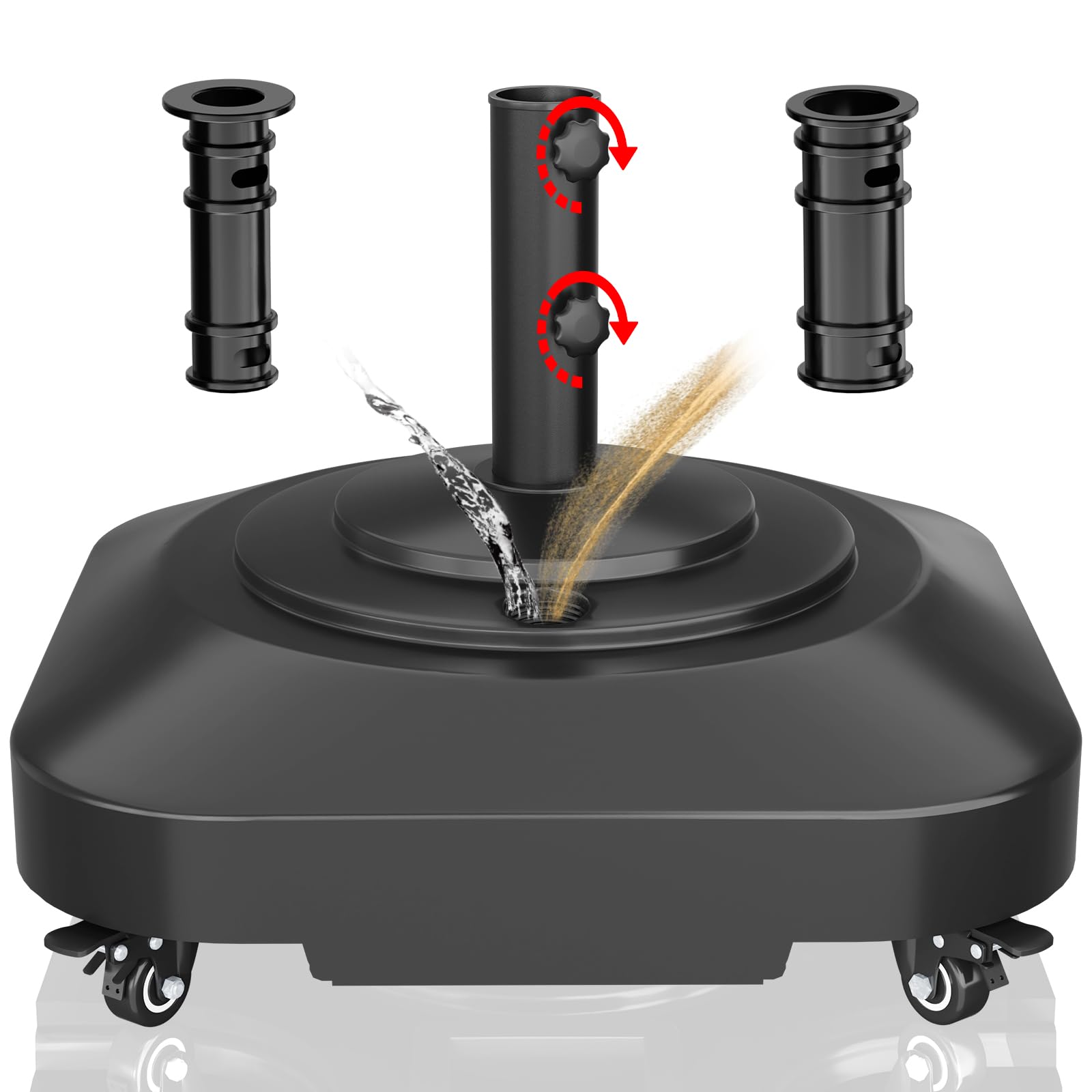 Photo 1 of PGGP ? Patio Umbrella Base Heavy Duty with Wheels, Max 125lb Fillable Umbrella Stand Mobile Square Market Stand, Windproof Outdoor Umbrella Holder for Deck, Poolside, Lawn, Fits Muti Sized Umbrellas