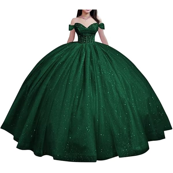 Princess Ball Gown Sequined Tulle Quinceanera Dresses for Women Plus Size  Gold Applique Sweet 15 Dress Emerald Green 22plus at Amazon Women's Clothing  store
