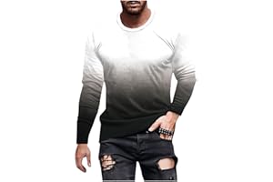 Muscularfit Mens Long Sleeve Shirts Casual Gradient Color Loose Pullover Graphic Tee Shirts Fall Fashion Athletic Sweatshirts