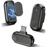 ABYLFE Wireless Mini Microphone for iPhone Android,Mini Mic for Video Recording,Plug &amp; Play Lapel Professional Mic with Noise Reduction, Mute, and Reverb for YouTube TikTok Vlog Podcast