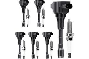 MOTOREVO Ignition Coil Pack and Iridium Spark Plugs Set of 6 Compatible with Nissan 370Z 2009-2020 & INFINITI G37 2008-2013, Q50/Q60 2014-2015, QX50/QX60 2014-2017, M37/Q70/Q70L/FX37 - all 3.7L V6, UF617,90174
