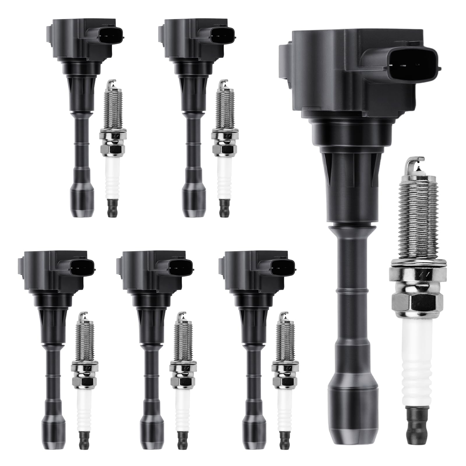 Photo 1 of Ignition Coil Pack and Iridium Spark Plugs Set of 6 Compatible with Nissan 370Z 2009-2020 & INFINITI G37 2008-2013, Q50/Q60 2014-2015, QX50/QX60 2014-2017, M37/Q70/Q70L/FX37 - all 3.7L V6, UF617,90174