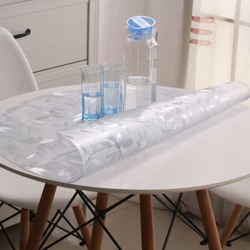 M0146246 round tablecloth PVC Round table cloth waterproof Soft-proof glass table mat clear frosted plastic table cloth and waterproof circular table cloth-A diameter60cm(24inch)