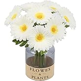 ICBOX White Small Flowers 11.8” Fake Daisies 8 Pcs PU Gerbera Daisy Artificial Flowers for Vase Wedding Party DIY Office Home Living Room Decor