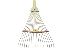 DOITOOL Heavy Duty Steel Wire Lawn Rake with Extendable Handle, Foldable Garden Leaf Rake for Yard Cleanup