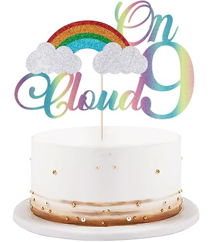 BEOXAGAR Cloud 9 Cake Topper For Girls' 9th Birthday - 39 Piece Decoration Set