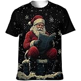 Imcanpen Men's Santa Graphic T-Shirt Christmas Short Sleeve Clothing