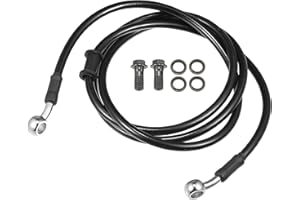 Motoforti Universal Brake Hose Motorcycle ATV Dirt Bike Motocross Braided Hydraulic Brake Line Oil Hose Pipeline, 160cm, Metal, Black Silver Tone, 1 Set