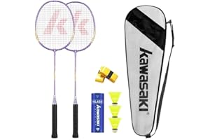 VICLEO Kawasaki Badminton Set with 2 Badminton Rackets, 3 Shuttlecocks, and Carrying Bag