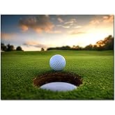 Men Cave Canvas Wall Art Golf Course Landscape Sunset Picture Printed Golfing Sport Artwork for Office Gym Living Room Wall Decor Poster Framed 12x16inch