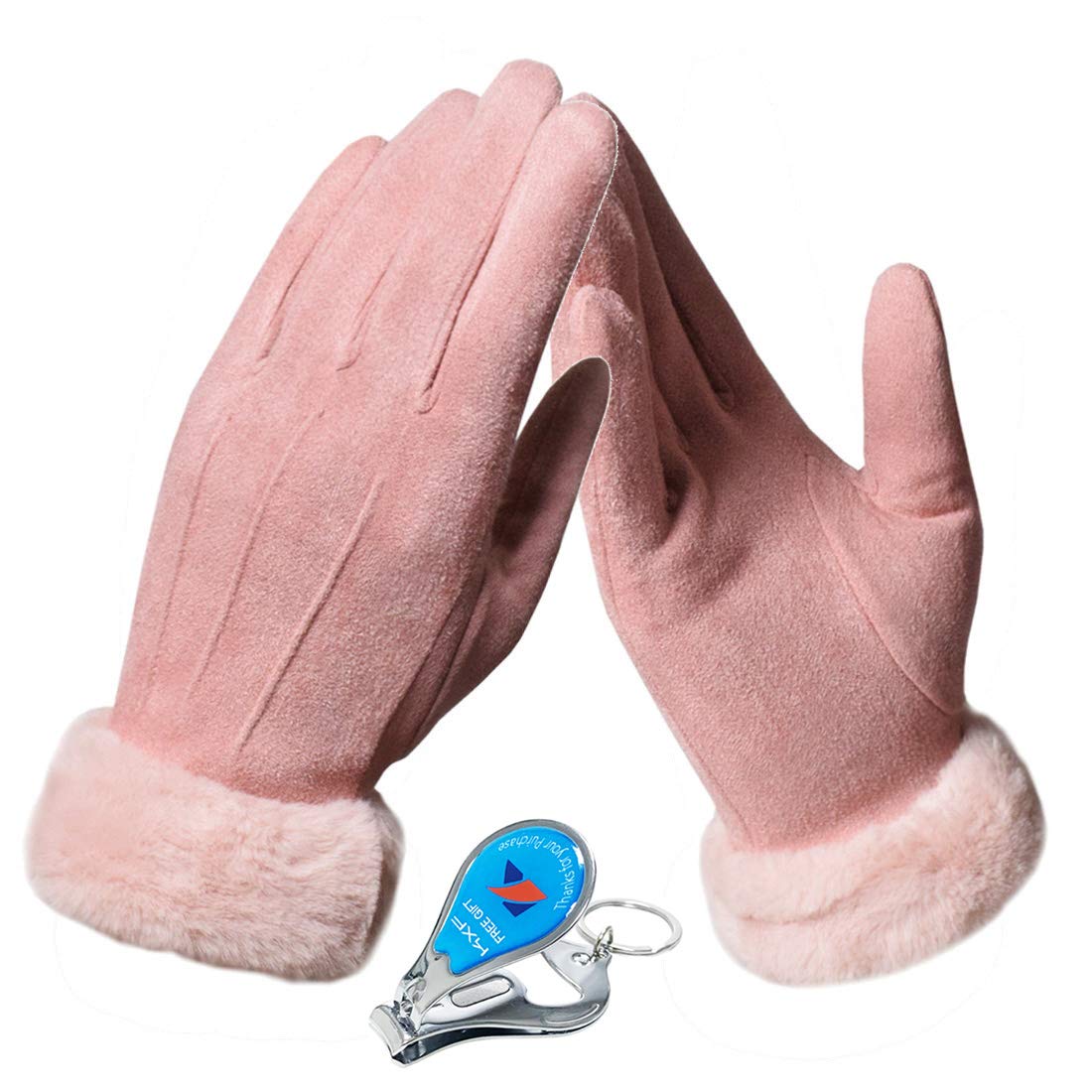 LassZone Womens Winter Warm Touch Screen Gloves Fleece Lined Windproof Soft Suede Mittens for Dressing Driving Running Skiing Cycling Camping etc