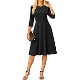 GRACE KARIN Work Dresses for Women 2025,3/4 Sleeve Church Dresses, A-line Fall Wedding Guest Dress with Pockets