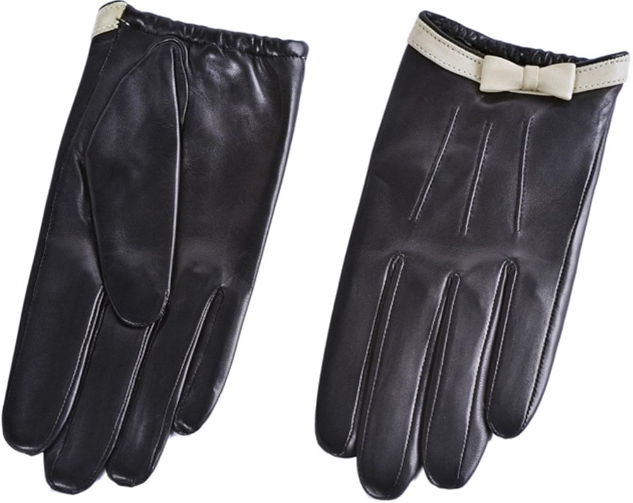 Women's Winter Soft Sheepskin Real Leather Gloves Touch-Screen Driving Warm Velvet Lined, M 