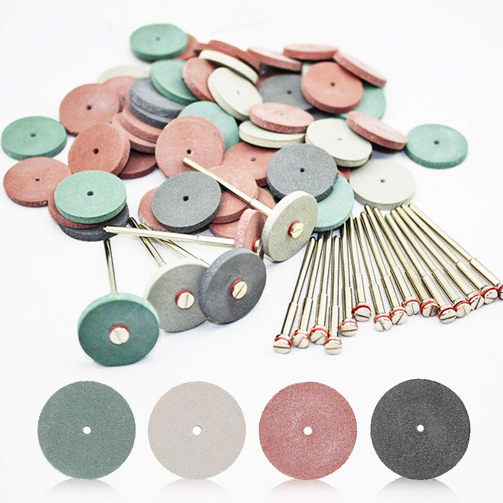 SaferCCTV 7/8 Inch 40 Pcs Dental Lab Polishing Wheels Silicone Rubber Polishers Assortment Kit,12 Pcs Mandrel Shank Perfect for Rotary Hand Pieces Dremel Rotary Tool,52 Pcs