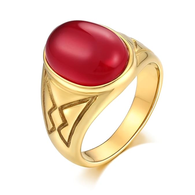 Epinki Edelstahl Herren Ringe Einzigartig Herrenringe Oval Schwarz Rot Grün Braun Cubic Zirkonia Kreuz Ring