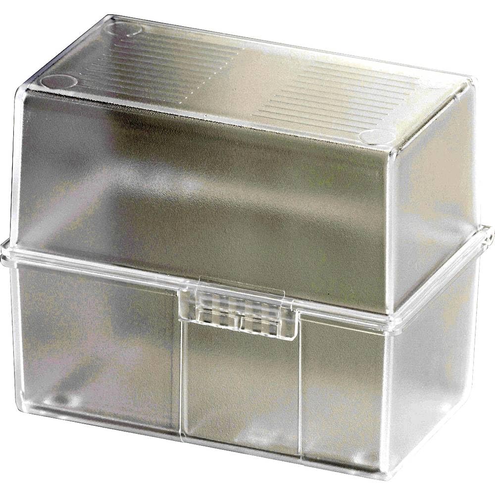 HAN 976-63, Card index box A6 landscape. Innovative, attractive design holds a maximum of 400 cards with steel hinge, translucent clear - various colours to choose from