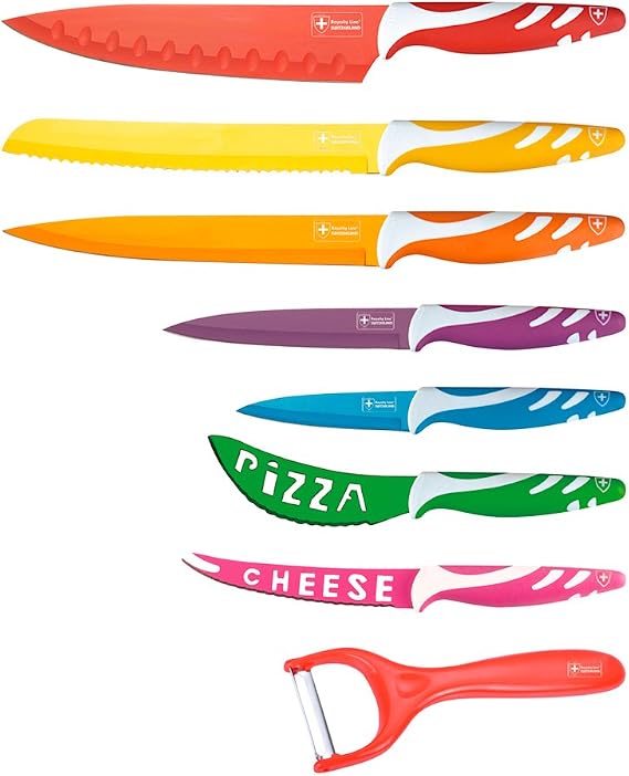 Royalty Line Switzerland 7PCS Non Stick Coating Multi Coloured Knife