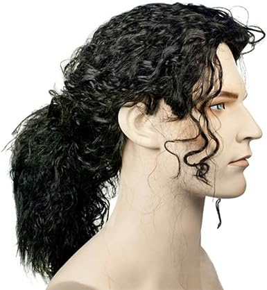 Amazon Com Michael Jackson Wig Black Curly Long Ponytail Wig