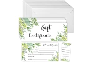 SHIEL-EVEN 50 Sets Gift Certificates for Business, Blank Gift Cards Certificates with Envelopes for Salon Restaurants Spa Marriage Birthday Christmas Client Vouchers 5.9 x 2.36 Inch