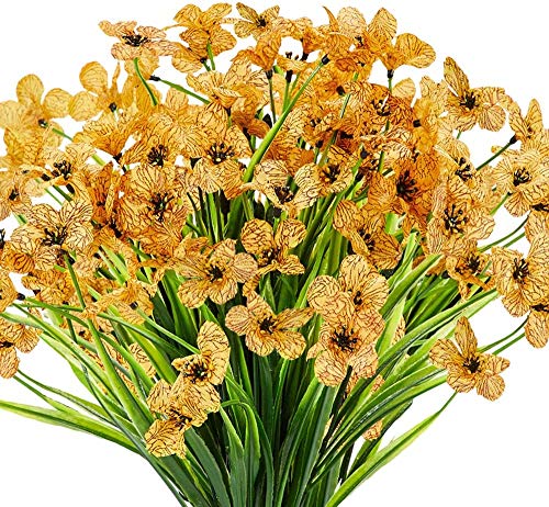 Ruiuzioong Artificial Violet Flowers Outdoor UV Resistant Fake Flowers 6pack No Fade Faux Plastic Plant Shrubs Greenery for Indoor Outside Hanging Planter Window Box Patio Home Decor (Yellow) — image 1