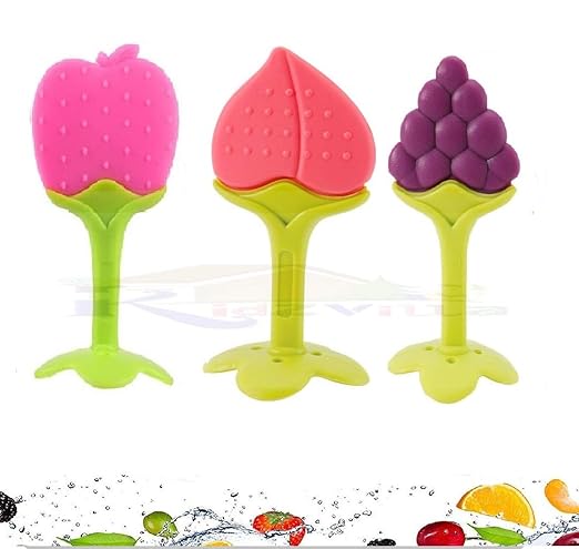 KIDZVILLA Baby Teething Toys 3 Pack - Silicone BPA Free Natural Organic Freezer Safe Teethers