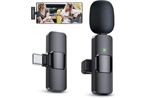 PQRQP Wireless Microphone, Mini Microphone, Microphone for Type-C Phone, Wireless Microphones, Wireless Lavalier Microphone, Microphone for Video Recording, YouTube, Vlog