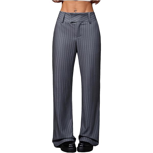 パンツ Asymmetrical waist wide straight slacks BAIMORE Women's Casual Asymmetrical High Waist Straight Leg