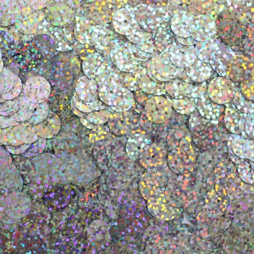 10mm Flat Round SEQUIN PAILLETTES ~ ULTRA SILVER HOLOGRAM METALLIC ~ Loose sequins for embroidery, bridal, applique, arts, crafts, and embellishment. Made in USA.