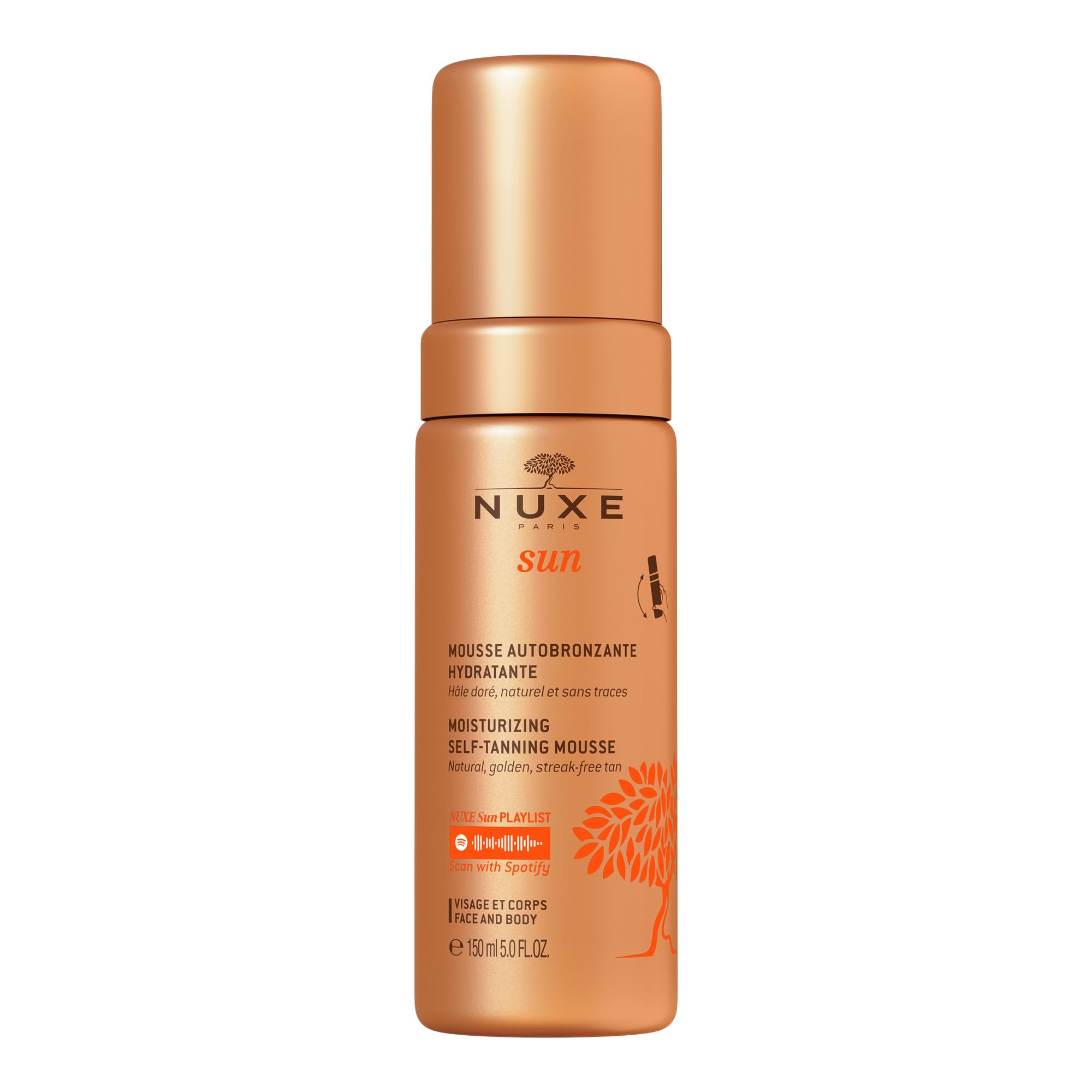 Nuxe Self Fake Tan Foam 150ml, Golden Glow Self-Tanning Mousse, 98% Natural-Origin Formula with Hyaluronic Acid, Builds Radiant Tan from First Use, Vegan Formula