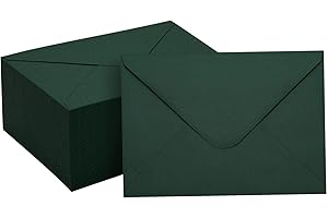 Green Envelopes 50Pcs Dark Green A7 Envelopes for Invitation Elegant 5x7 with V Flap Color Glue Paper for Graduation, Invitat