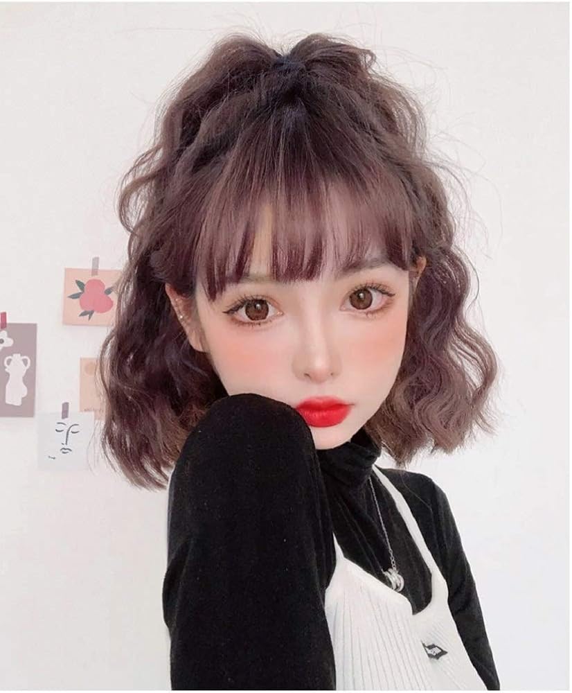 Amazon Allnice Beauty ウィッグ ボブ 人毛 100 かつら 女性 パーマ カール 手植え つむじ 小顔 人気 大人 かわいい ミディアム 個性的 医療用 シルク ウイッグ ダークブラウン フルウィッグ 通販