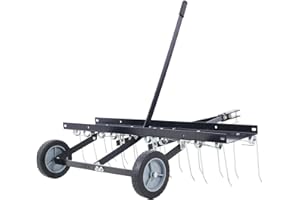 NANBERONE 40" Lawn Sweeper Tow Behind Dethatcher - Tine Tow Dethatcher with 20 Spring Steel Tines Lawn Sweeper Tractor Rake | Landscape Rake Riding Lawn Mower Attachments for Outdoor Yard Tools Lawn Care