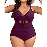 Aqua Eve Plus Size One Piece Swimsuit for Women Tummy Control Bathing Suit Cutout Swimwear