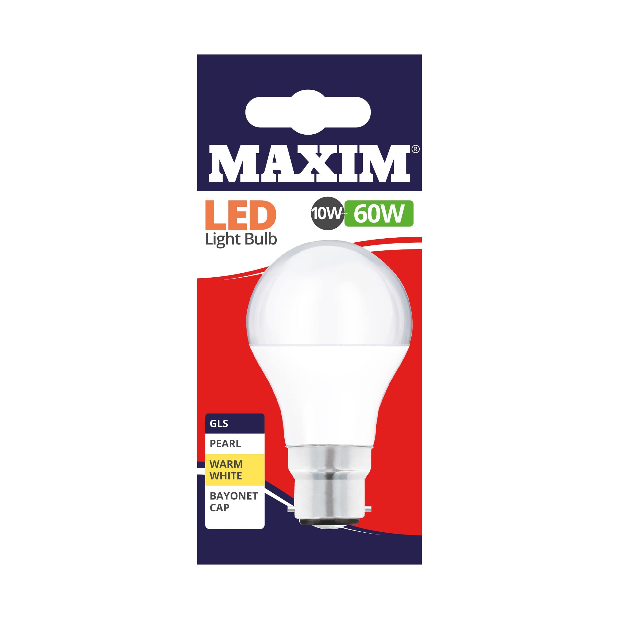kenable [10 Pack] Maxim LED 9W (60 Watt) Warm White Bayonet GLS B22 Light Bulb 009781