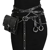 Dicxoser 4PCS Renaissance Medieval DIY Belt - Adjustable Pirate Belt with Bag & Skirt Hikes for Ren Faire, LARP & Halloween