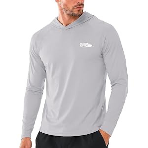 Twekfish Men’s Hooded Sun Shirts Long Sleeve, UPF 50+ UV Protection Fishing Hoodie, Lightweight Shirt with Hood for Hiking