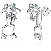 INFUSEU Sterling Silver Cute Stud Earrings Cat Frog Mushroom Bunny, Small Gifts for Women Teen Girls Animal Lovers