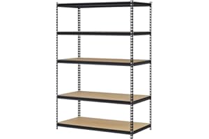 edsal UR245AZ-BLK Steel Storage Rack, 5 Adjustable Shelves, 4000 lb. Capacity, 72" Height x 48" Width x 24" Depth, Black