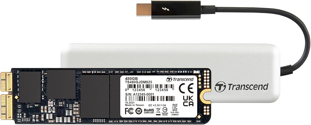 Transcend 480GB JetDrive 825 SSD for MacBook Air Pro Retina w Enclosure Up to