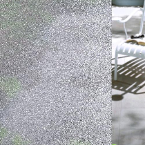 LIkeSnow No Glue Static Frosted Window Film White Privacy Window Film Heat Control Anti-UV Window Stiker Window Cling Glass Door Film 17.7" by 78.7"(45×200cm) Glass Cling