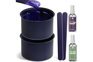 BLITZWAX 2Pcs Silicone Wax Pot Liners Hair Removal Replacement Waxing Bowls for Women and Men, Dark Blue Waxing Warmer Liners with Sticks, Compatible with 16 oz Wax Kit, Easy to Clean and Non-Stick