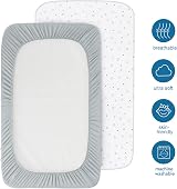SPRINGSPIRIT Next to Me Crib Sheets Fitted 83x50cm Grey White Stars 2 Pack view 2