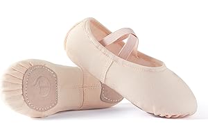 TIEJIAN Ballet Shoes for Girls, Canvas Dance Practice Slippers No-Tie Sole Yoga Gymnastics Shoes(Toddler/Little Kid/Big Kid)