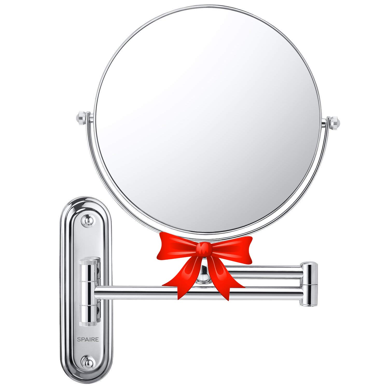 spaire Wallmounted Shaving Mirror 7X Magnification + Normal 8Inch Doublesided Round Bathroom