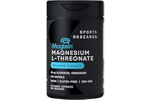 Sports Research Magtein Magnesium L-Threonate Capsules - Magnesium Supplement for Memory, Focus & Cognition - Magnesium L Thr