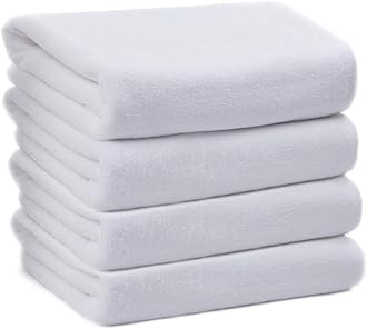 KinHwa Microfiber Hand Towels for Bathroom - Soft and Light-Weight Face Towels Odor Free Wash Towels for Bath, Spa, Gym 16inch x 30inch 4 Pack White