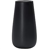 D'vine Dev 12 Inch Ebony Black Elegant Oval Ceramic Vase for Flowers, Home Décor Vase with Design Box, VS-LD-C-5