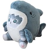 sunfedmiss 12Inch Blue Grey Shark Cat Plush Toy | Kawaii Shark Cat Stuffed Animal, Soft Plush Pillow for Cuddling &amp; Room Decor, Birthday Gift for Kids